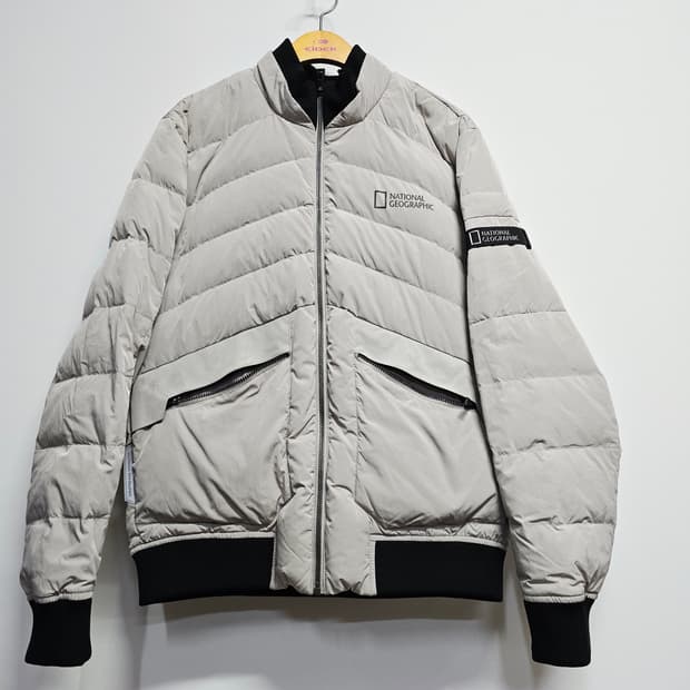 내셔널지오그래픽 패딩 점퍼 라이트베이지