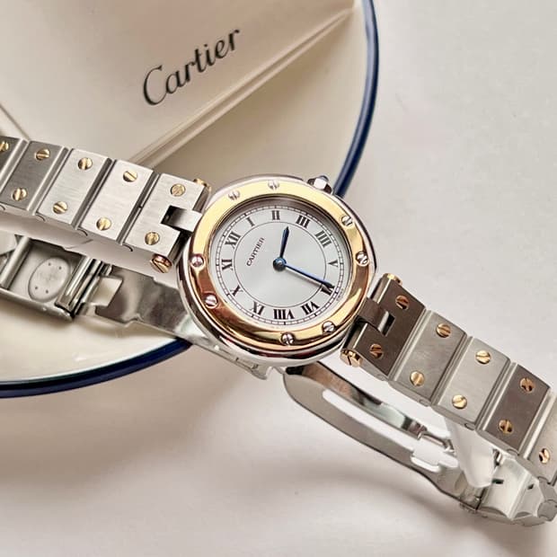 CARTIER  까르띠에 산토스  골드 콤비 여성 시계