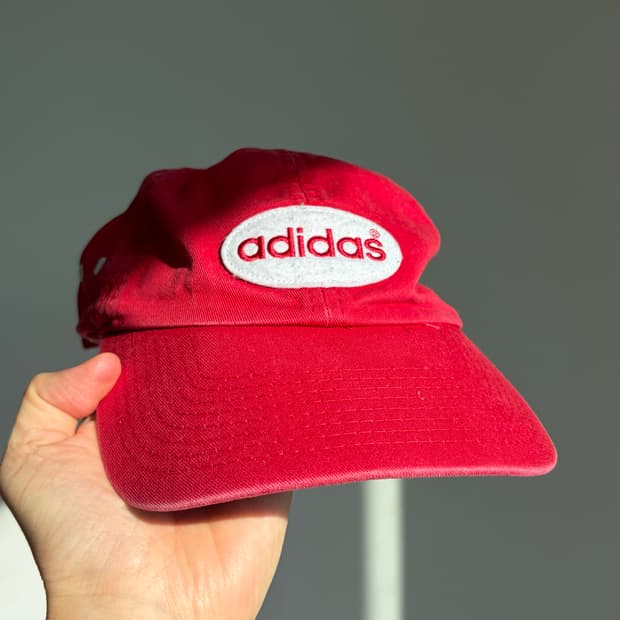 90s 올드 아디다스 빈티지 레드 워싱 볼캡 