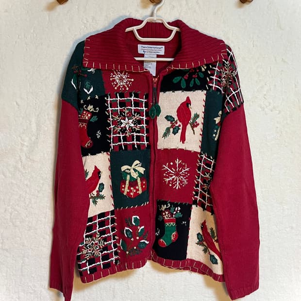 빈티지 니트 크리스마스 가디건 집업
