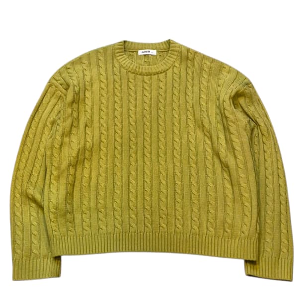 FREE 그린색 오버핏 꽈배기니트 