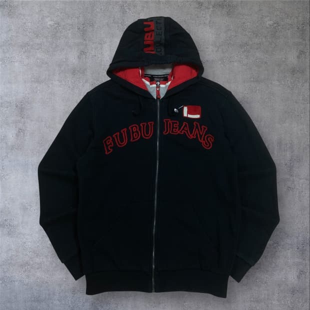 후부 스펠아웃 로고 블랙 후드 집업