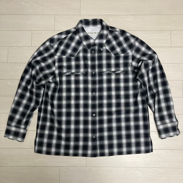 AFTER PRAY 원티드 웨스턴 체크 블랙 셔츠