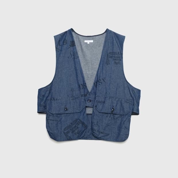 8oz graffiti print denim fowl vest