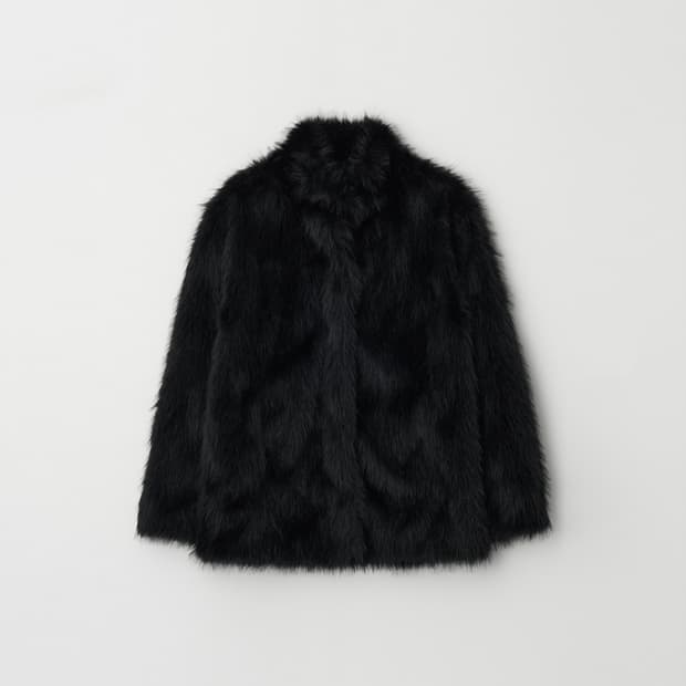 언더스탠딩 장모 무스탕 블랙 (Oversized fur jacket)