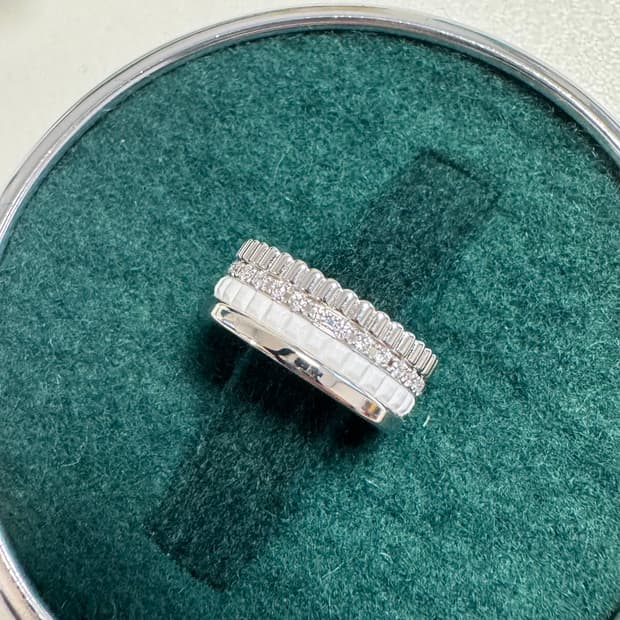 부쉐론 콰트로 더블화이트 다이아 반지 화이트골드 45t