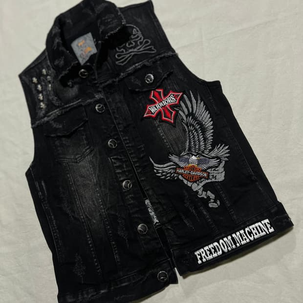 블랙워싱 데님조끼 S 