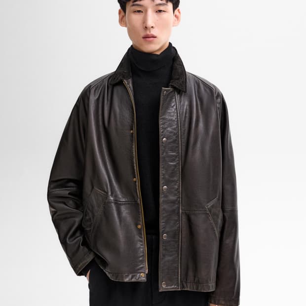 마시모두띠 램스킨 코듀로이 카라 가죽 레더 자켓