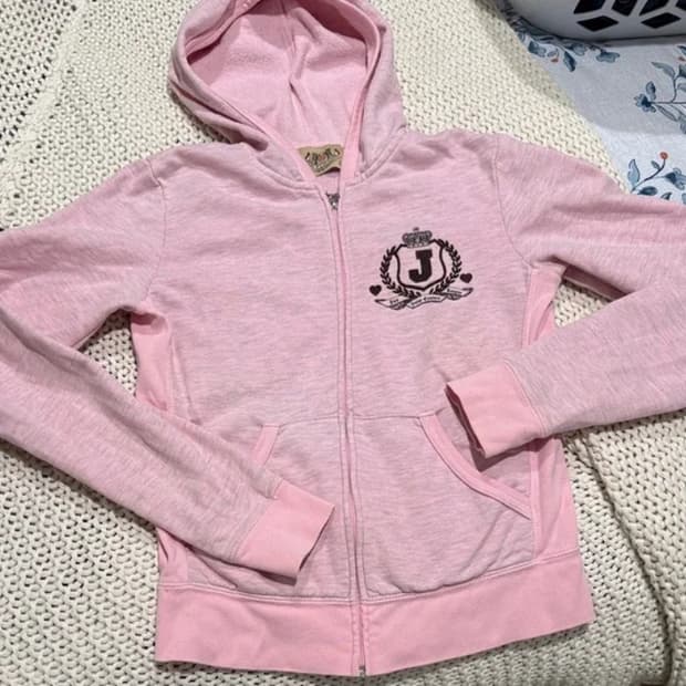 Y2K 쥬시 꾸뛰르 (초 희귀) 코튼 후드 집업 핑크 패리스힐튼 착용