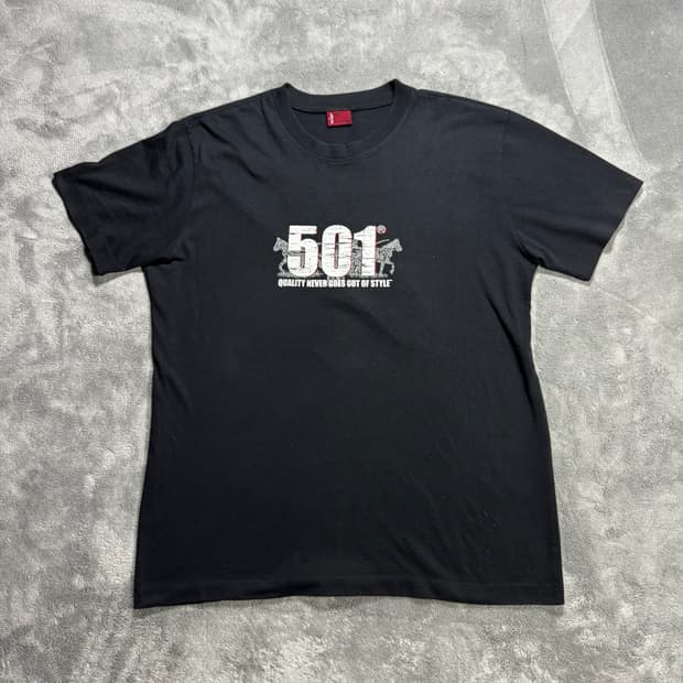 리바이스 501 프린팅 블랙 반팔