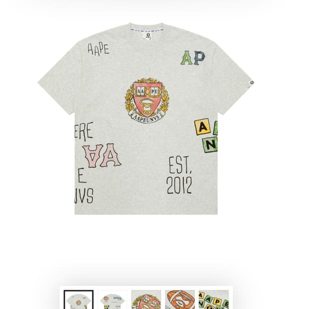 AAPE 티셔츠 그레이 L (정품 새상품)