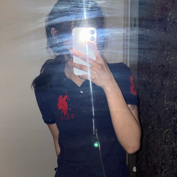 폴로 슬림핏 네이비 반팔 카라티