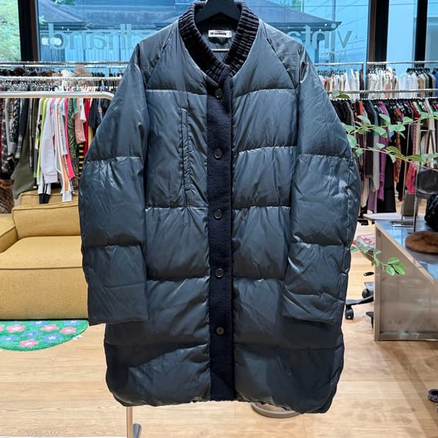 질샌더 차콜 퀼팅 패딩 자켓 