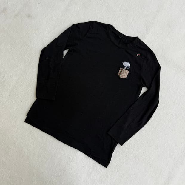 L 고급 스누피 포켓 긴팔 티셔츠 0319T