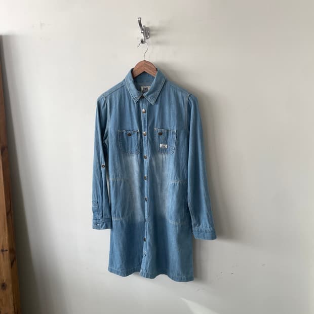 vintage wash denim shirt dress