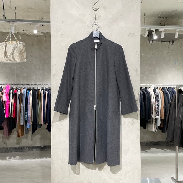 mm6 메종 마르지엘라 차콜 투 웨이 집업 울 롱 자켓