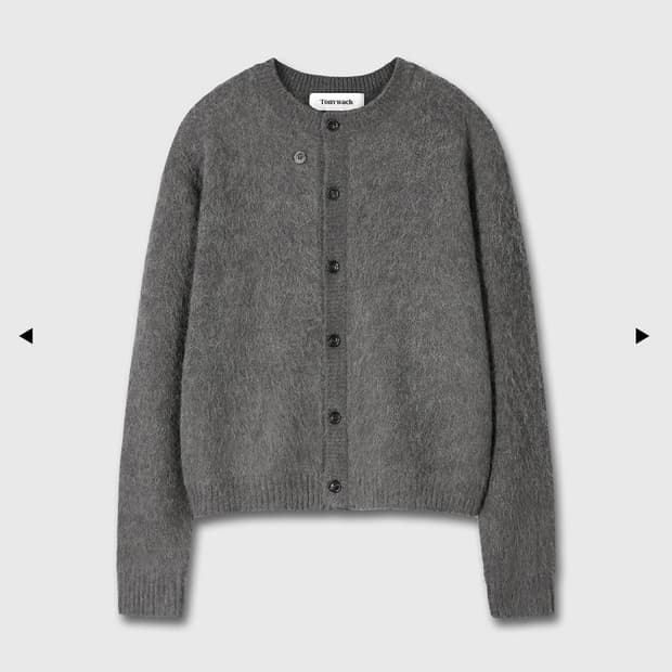 ALPACA MOHAIR CREW-NECK CARDIGAN_ CARBON