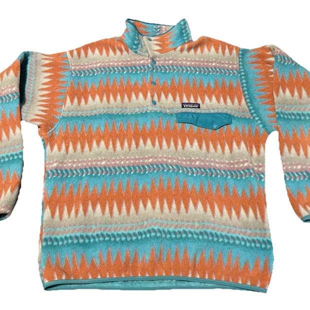 10s 파타고니아 신칠라 스냅-T 오렌지/민트 아즈텍 패턴