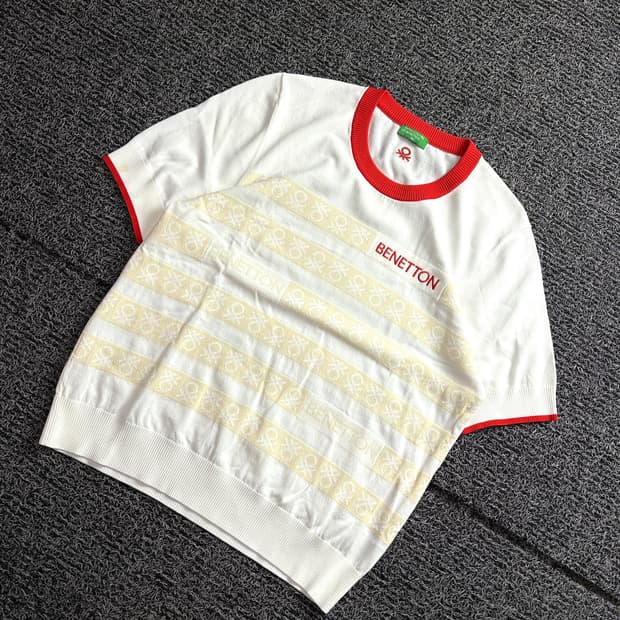 베네통 아카이브 패턴 링거티 반팔 니트 3179