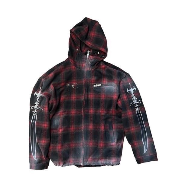 떠그 클럽 아랍 소드 플란넬 후드 집업 레드