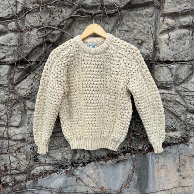 80~90s Lisbeen 아일랜드 피셔맨 니트 아이보리