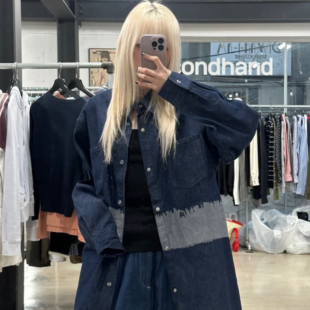 90’s 퀵실버 올드스쿨 진청 오버핏 데님 셔츠