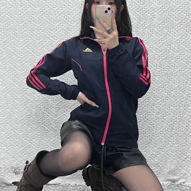 아디다스 Y2K 레트로 트윙클 핑크 삼선 져지 집업 M C12577