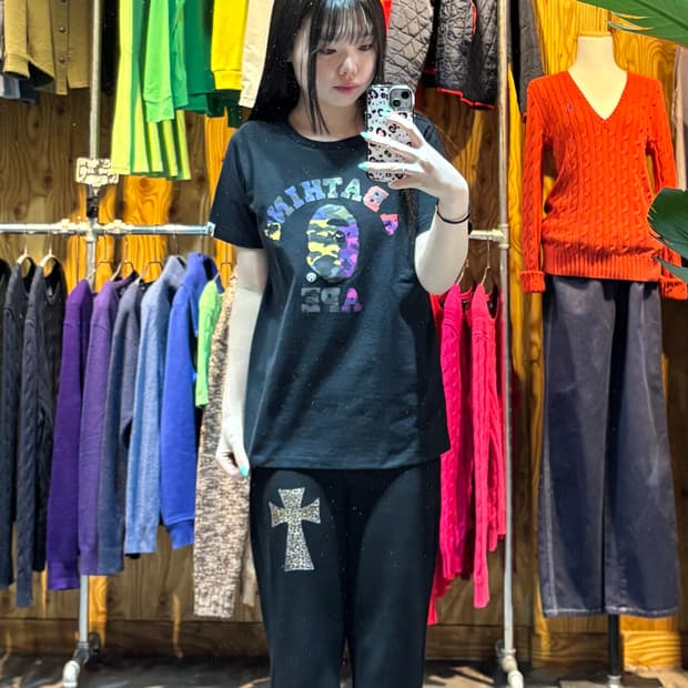 S A BATHING APE 베이프 걸스 멀티컬러 샤루 반팔티 