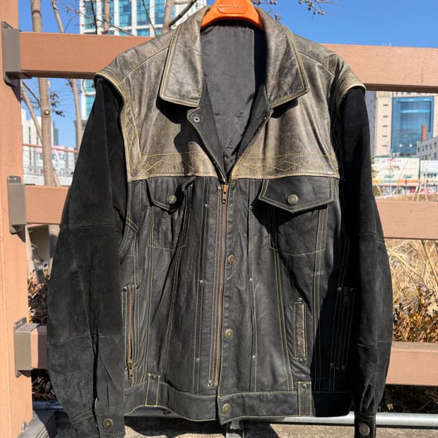 80s 90s leather jacket 웨스턴 트러커 가죽 자켓