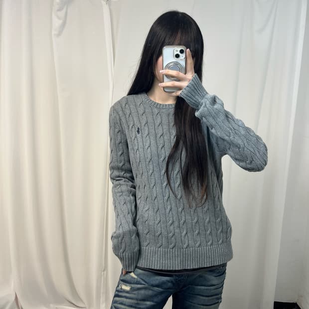 Polo Ralph Lauren grey cable knit