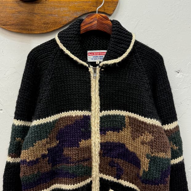 L) Back Street Crawler Wool Zip Knit Jac