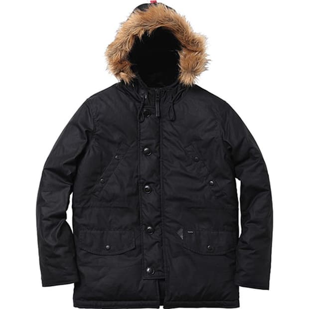 Supreme 슈프림 x 밀러레인 왁스 코튼 엔쓰리비 파카 블랙