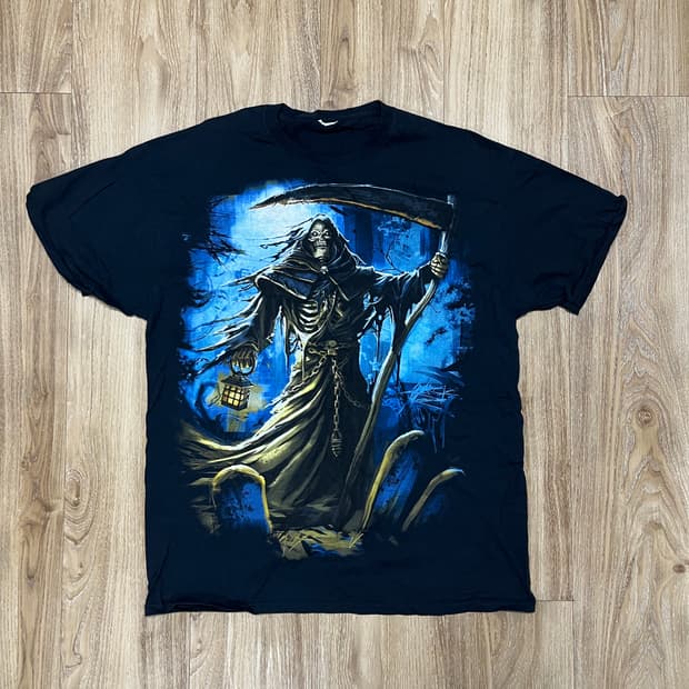 빈티지 Grim Reaper 반팔 티셔츠