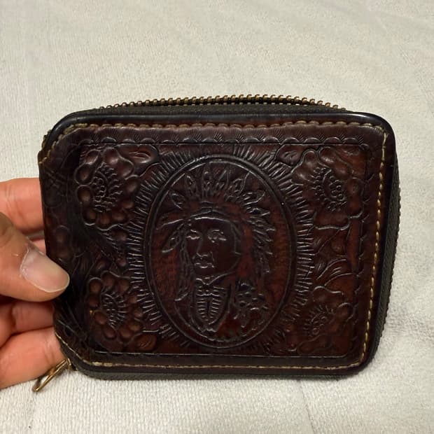 RRL, 더블알엘, hand tooled wallet, Brown