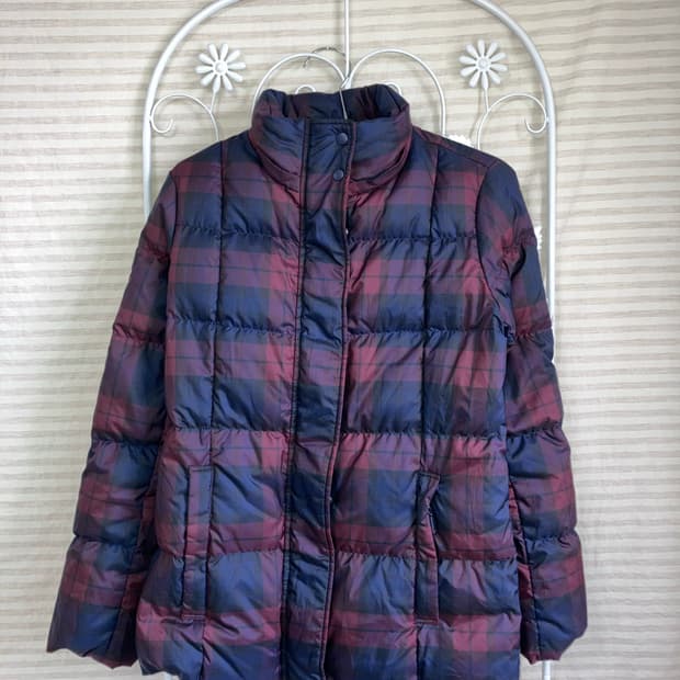 jpn vintage 네이비 레드와인 체크 패딩 y2k 스트릿 갸루 펑키