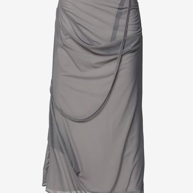 플레어업 Draped Mesh Layered Long Skirt (FL-