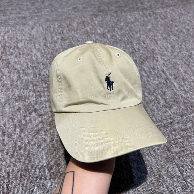 폴로 랄프로렌 카키 베이지 볼캡 모자 가죽스트랩