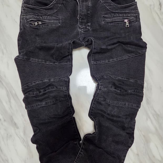 발망 블랙 바이커 데님팬츠