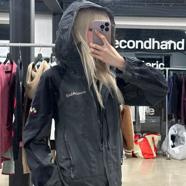 00‘s 고어텍스 몽벨 남성용 블랙 윈드브레이크 투웨이 자켓