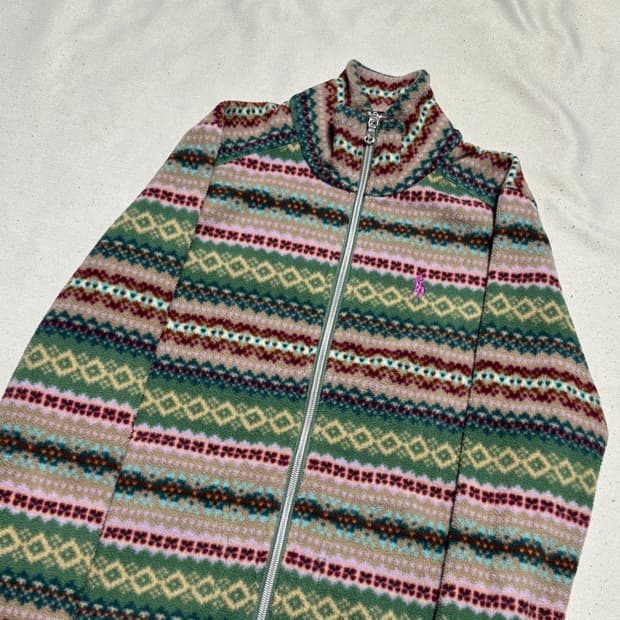 XS 폴로랄프로렌 핑크 포니 여성용 페어 아일 플리스