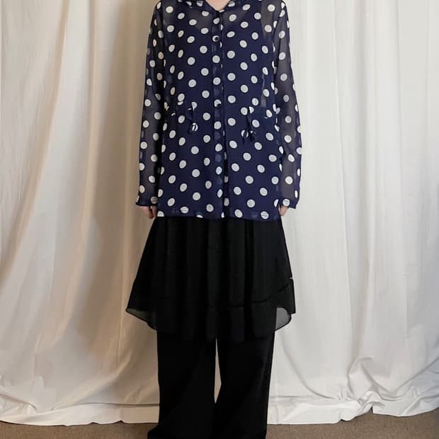 Mesh Dot Hooded Jacket - Navy