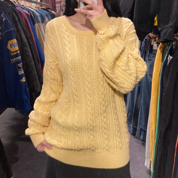 [IM] 브룩스브라더스 루즈핏 케이블 니트 옐로우