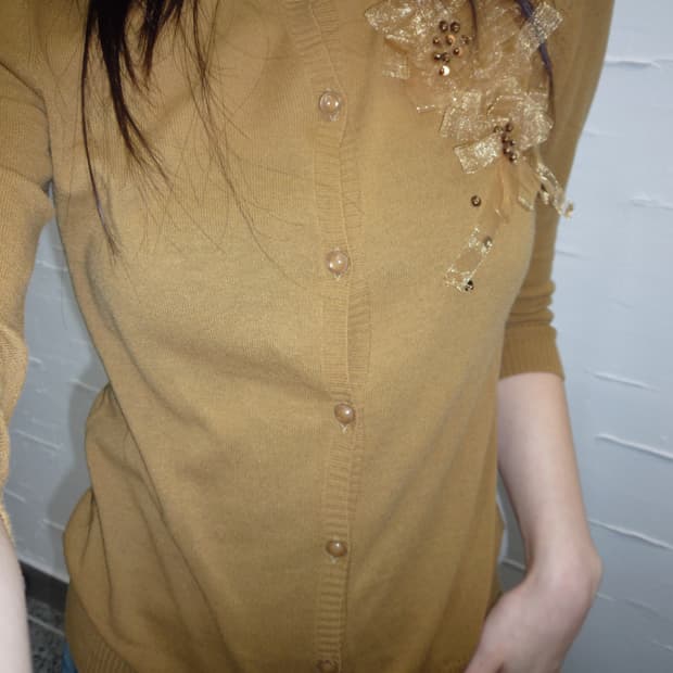 mustard corsage cardigan