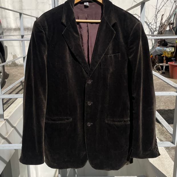 90s 켈빈클라인 다크브라운 벨벳 쓰리버튼 블레이저