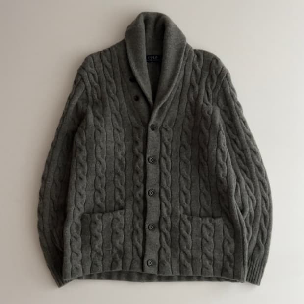 폴로 랄프로렌 꽈배기 숄카라 니트 가디건 L