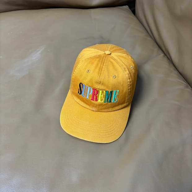 슈프림 6패널 볼캡 모자 멀티 컬러 로고 오렌지