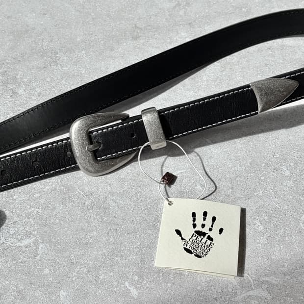 Oribell 이탈리아 베라펠레 인증 가죽 스티치 클래식 웨스턴 벨트