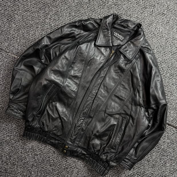 MOVADO 빈티지 아카이브 램스킨 가죽 봄버 자켓 2061