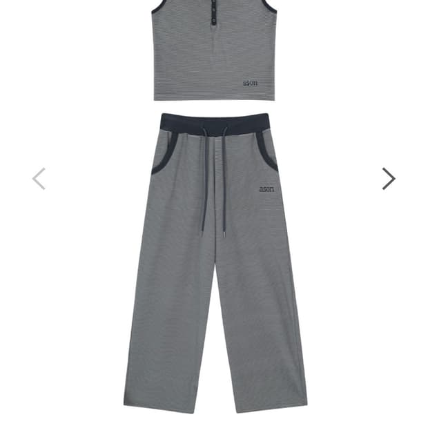 애즈온 RIN STRIPE SLEEVELESS & PANTS [SET]