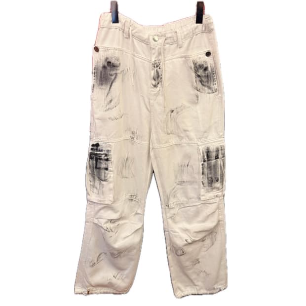 페인트 화이트 와이드 팬츠